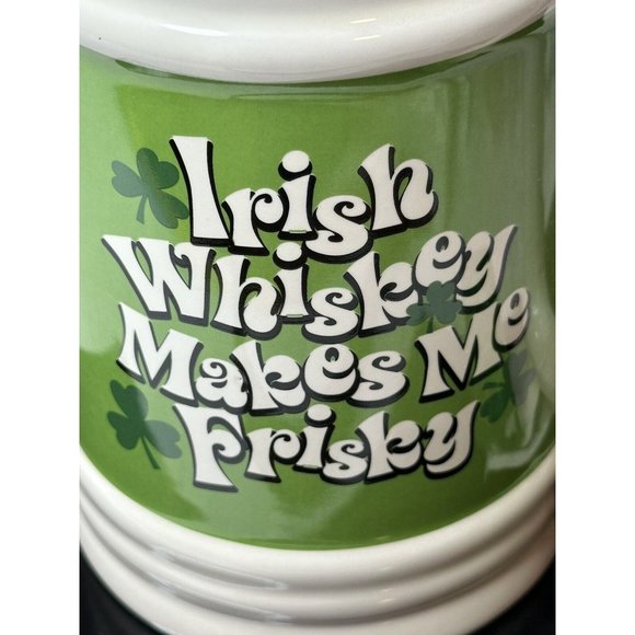 Irish Whiskey Makes Me Frisky Xl  Beer Stein Mug Green White New St Patrick's - Picture 3 of 6
